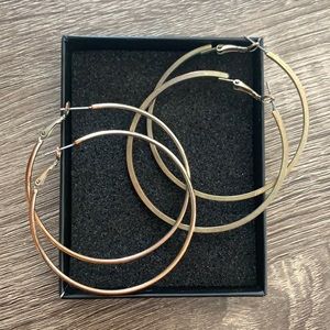 Set of 2 Large Gold Hoops